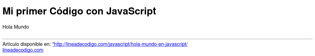 Hola Mundo Javascript